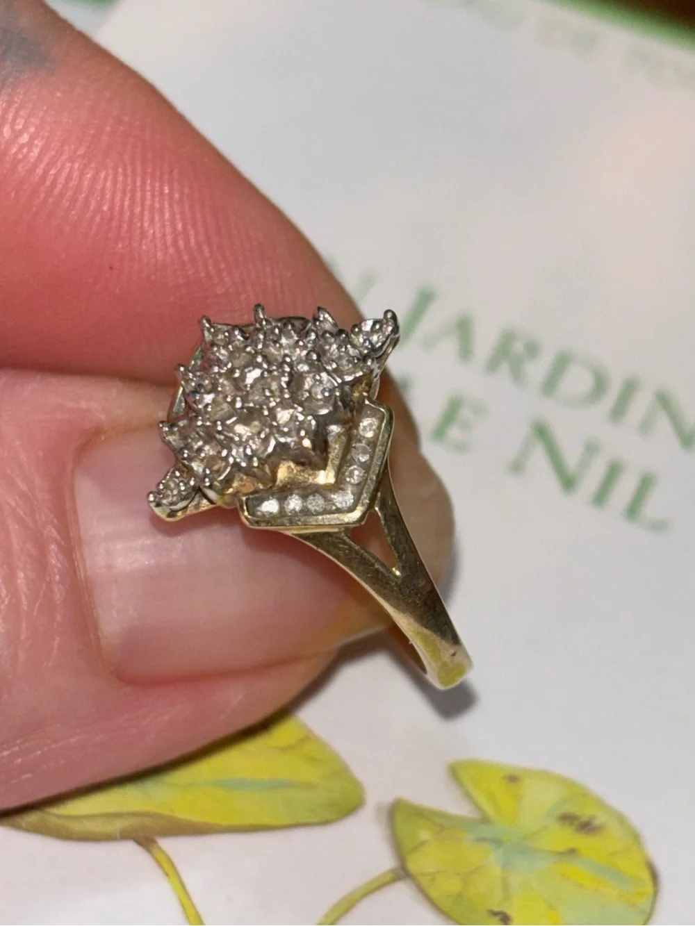 Vintage 10K Gold & Diamond Cocktail Ring